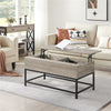 Industrial Split Lift-top Coffee Table with Storage Compartments & Metal Legs