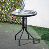 3/5 Piece Round Coffee Table & Rattan Chairs Metal Bistro Balcony Garden Outdoor