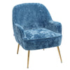 Blue Crushed Velvet Tub Armchair Wingback Sofa Accent Chairs With Golden Legs UK
