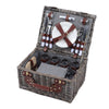 Rustic Wicker Woven Food Hamper 2/4 Person Cutlery Picnic Basket Set with Handle