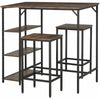 Industrial Bar Height Dining Table Set 3 Pieces Bar Set with Shelf