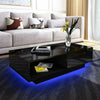 High Gloss Coffee Table Wood Drawer Storage Modern Living Room LED Light Cabinet