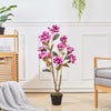 Large Artificial Violet Yulan Flowers Tree Potted Fake Houseplants Outdoor Plant