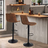 2 Chic Industrial Bar Stools with Backrest Dining Chair Large Steel Base Support