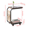 C Shaped Side Table with Wheels for Living Room Mobile Sofa Side End Tables