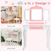 Kids Vanity Table & Stool Set Beauty Makeup Dressing Table Detachable Top Desk