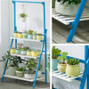 Garden 3-Tier Wood Flower Plant Pot Shelf Ladder Rack Display Folding Stand Blue