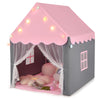 Large Kids Play House Children Indoor Outdoor Castle Fairy Tent with Light & Mat