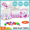 Portable 3 in 1 Kids Baby Play Tent Tunnel Ball Pit Playhouse Ocean Balls Pool