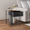 2 PCS Nightstand 2-tier End Table Sofa Side Table with Drawer and Open Shelf