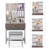 Dressing Table with Drawers, Mirror Stool Set Makeup Desk Vanity Table Bedroom