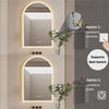 Arch LED Bathroom Mirror Dimmable Light Wall Mirror Time Temperature Display