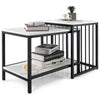 Set of 2 Modern Coffee Nesting Table Set 3 Tiers Storage Side Table Living Room