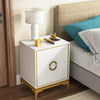 White Bedside Table Wooden Cabinet 1 Storage Drawer Gold Metal Handle Legs