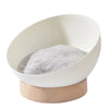 Round Soft Elevated Dog Cat Sofa Bed Couch Pet Bed Wood Base W/ Removed Cushion