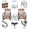 3 PCS Patio Rattan Wicker Rocking Bistro Set W/ Glass Table & Adjustable Feet