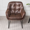 PU Leather Retro Chesterfield Armchair Button Distressed Industrial Accent Chair