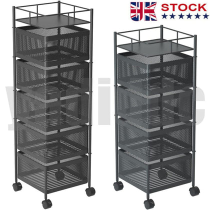 4/5 Tiers Kitchen Rotating Trolley Cart Vegetable Fruits Organiser Storage 95cm