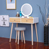 Scandinavian 2 Drawer Dressing Table Set Vanity Makeup Desk Stool Mirror Bedroom