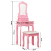 Dressing Table With Drawer Mirror & Stool Set Makeup Desk Vanity Table Bedroom
