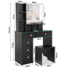 Dressing Table with Drawers, Mirror Stool Set Makeup Desk Vanity Table Bedroom