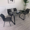 U-shaped Legs Dining Table Black Metal Frame Tempered Glass Home Kitchen Modern