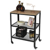 3 Tier Home Trolley Kitchen Storage Cart Steel Bars 4 Wheels Rolling Unit Shelf