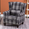 Fabric Padded Armchair High Wingback Occasional Accent Studded Chair Single Sofa