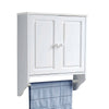 Bathroom White Wall Cabinet Vanity with Towel Rack Rail Storage Cupboard Shelves