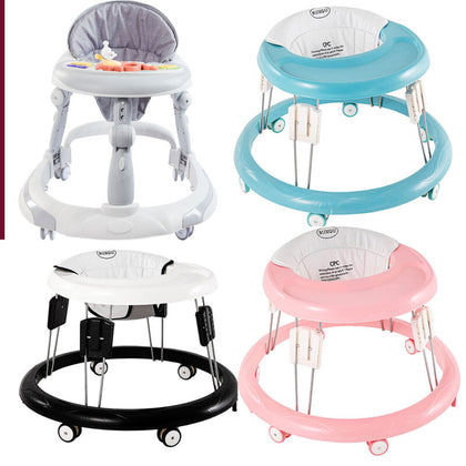 Foldable Baby Walker Adjustable Height Toy Feeding Tray Walking Pad First Step