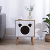NICEME Wooden Bedside Table with Cat Cave Cat House Bedside Cabinet Nightstand