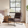 Retro Faux Leather Upholstered Armchair Industrial Steel Frame Accent Sofa Chair