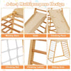 6 in 1 Wooden Climber Playset Double-sided Ramp Monkey Bars Climbing Net Ladder