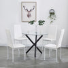 4pcs White Faux Leather High Back Dining Chairs Metal Legs Dining Room Kitchen