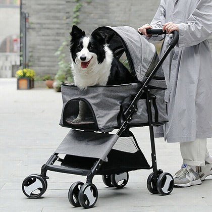 UK Rolling Wheeled Pet Carrier Basket Pet Stroller Car Seat for Dogs Cats Puppy