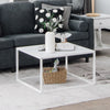 Modern Square Leisure Coffee Table Sofa Side End Table with Faux Marble Tabletop