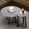 Set of 2 Modern Nesting Coffee Table Round Accent Cafe Table Grey Sintered Stone