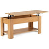Oak Lift up Top Coffee Table with storage and shelf For Living room Home Office