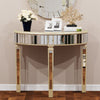 Large Bevelled Silver Mirrored Console Table Half Moon Dressing Table Side Desk