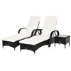3PC Rattan Sun Lounger Wicker Sofa Day Bed Recliner Furniture Garden Patio Black