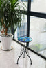 Iron/Glass Round Side Coffee Table Mosaic Design Garden Patio Flower Plant Stand
