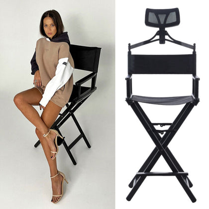 Black Aluminum Frame Makeup Artist Chair Outdoor Portable Folding Director Chair