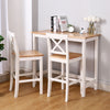3 Piece Pine Wood High Dining Table Set & 2 Stools Chairs Seat Kitchen Furniture