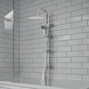 Square Chrome Overhead Rain Shower Kit Dual Rigid Riser Hand Held Twin Set New