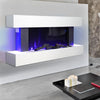 Modern Wall Mounted Electric Fire Flames LED 52" White Fireplace Suite Surround