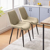 2pcs Faux Leather Dining Chairs Set PU Back Seat Metal Legs Restaurant Chair