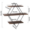 3 Tier Wood Floating Shelves Farmhouse Hanging Display Shelf Artistic Wall Rack