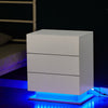 High Gloss Bedside Table Cabinets Chest of 3 Drawers Nightstand LED Light White