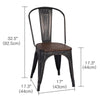 4PCS Dining Chair Stackable Side Metal Industrial Kitchen Chairs Home Black Gold