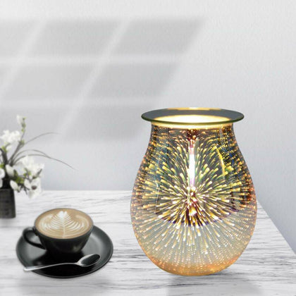 3D Glass Electric Wax Melt Warmer Aroma Night Lamp Oil Burner Diffuser Firework